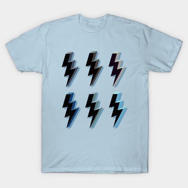 Varied Blues Lightning Bolt Collection T-Shirt by OneThreeSix